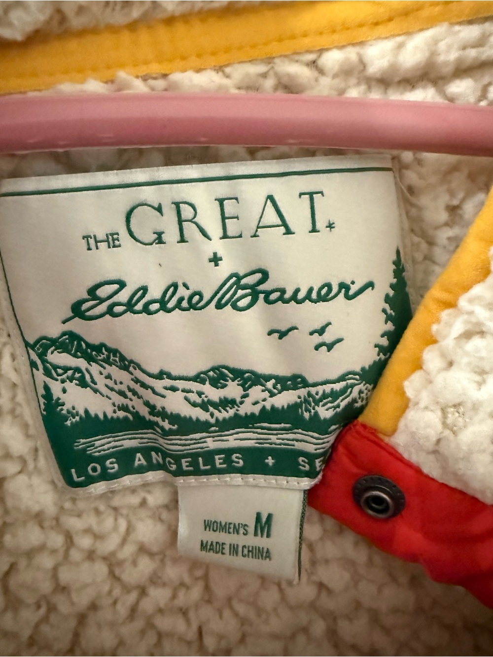 The Great x Eddie Bauer color-block Teddy Sherpa fleece pullover jacket - Picture 2 of 5